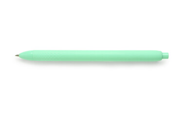 Stylish green ballpoint pen on white background
