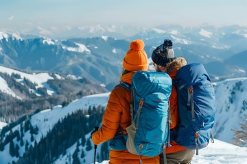 Snowy Mountain Hike: Couple's Winter Adventure