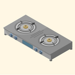 Fototapeta premium vector isometric illustration of a black stove