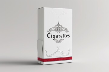 Isolated White Red Pack of Cigarette Container on Blank White Background Generative Illustration