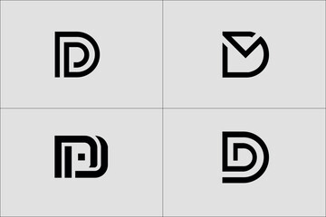 Set of letter D logo with modern creative concept for company, Set of abstract initial letter d logo template. icons for business technology, modern, Set of abstract initial letter D logo design 