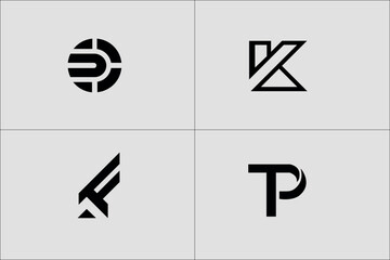 Abstract business logo set Network connect, integrate, grow concepts. Science technology, health and medical, market logotype, Abstract Shapes Collection Made With Minimalist Geometric Forms