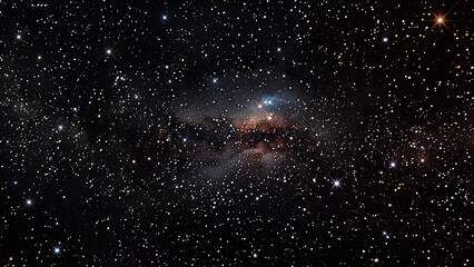 Starry night sky. Glowing stars in space. Galaxy background. Beautiful colorful shining stars universe landscape.