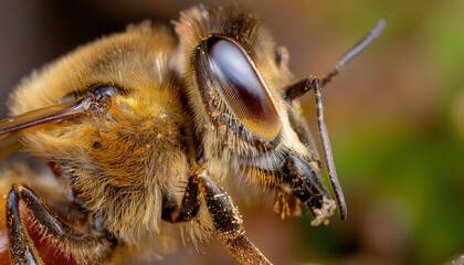 Bees produce honey by collecting nectar, transforming it in their stomachs, and storing it in honeycombs for food.