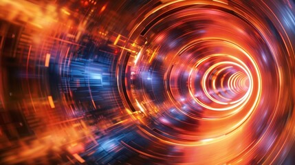 Obraz premium Vibrant abstract vortex with dynamic lights and colors, creating an energetic and futuristic background visual.