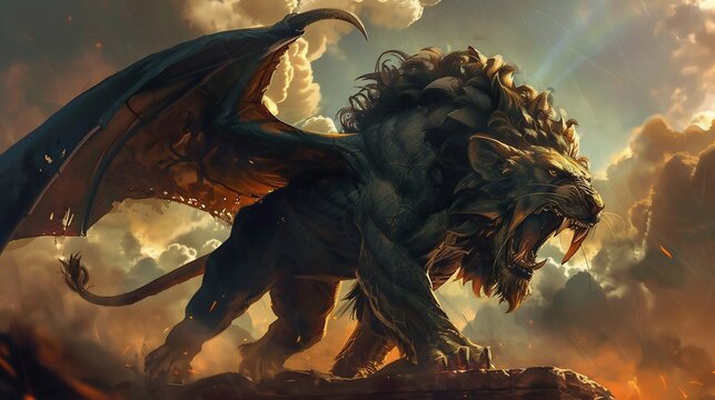 Ferocious manticore monster