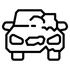 accident icon, broken cars, auto crash on road, car accident symbol isolated on white background. vector illustration