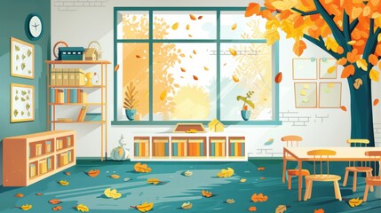 Bright Autumn Study Room