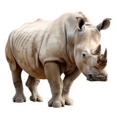 Obraz premium White rhinoceros standing on white background