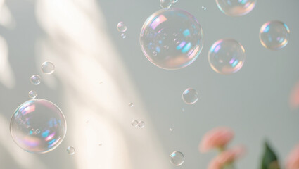 Large Soap Bubble Floating In Air With Others Around It