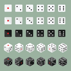 Flat black and white dices, dice