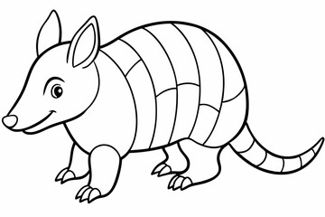 Funny Armadillo Vector Illustration Cartoons, Clipart And Line Art Design on White Background, Funny armadillo vector illustration in cartoon, clipart, and line art styles on a white background.