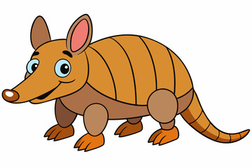 Funny Armadillo Vector Illustration Cartoons, Clipart And Line Art Design on White Background, Funny armadillo vector illustration in cartoon, clipart, and line art styles on a white background.