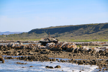 Cape Agulhas, the most southerly point on the African continent.