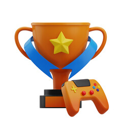 orange blue gaming champion 3d illustration