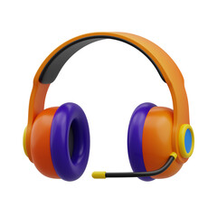 orange purple headset gaming 3d illustration