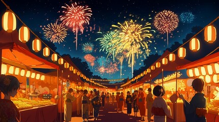 日本の祭りと屋台の風景1