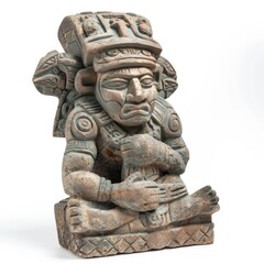 Fototapeta premium Stone Sculpture of a Seated Figure with Intricate Details