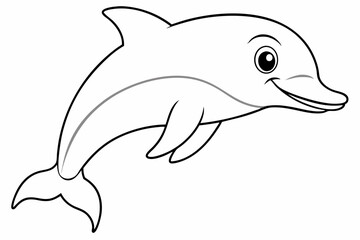 Funny Dolphin Vector Illustration Cartoon, Clipart, and Line Art Design, Playful dolphin vector illustration cartoon, clipart, and line art design on white background.