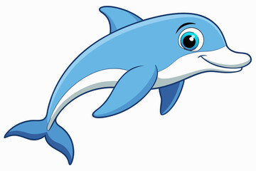 Funny Dolphin Vector Illustration Cartoon, Clipart, and Line Art Design, Playful dolphin vector illustration cartoon, clipart, and line art design on white background.