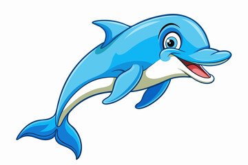 Funny Dolphin Vector Illustration Cartoon, Clipart, and Line Art Design, Playful dolphin vector illustration cartoon, clipart, and line art design on white background.