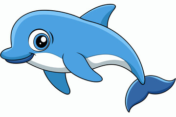Funny Dolphin Vector Illustration Cartoon, Clipart, and Line Art Design, Playful dolphin vector illustration cartoon, clipart, and line art design on white background.