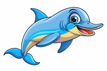 Funny Dolphin Vector Illustration Cartoon, Clipart, and Line Art Design, Playful dolphin vector illustration cartoon, clipart, and line art design on white background.