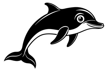 Funny Dolphin Vector Illustration Cartoon, Clipart, and Line Art Design, Playful dolphin vector illustration cartoon, clipart, and line art design on white background.