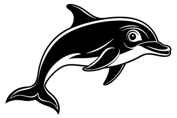 Fototapeta premium Funny Dolphin Vector Illustration Cartoon, Clipart, and Line Art Design, Playful dolphin vector illustration cartoon, clipart, and line art design on white background.