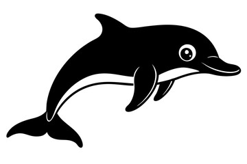 Fototapeta premium Funny Dolphin Vector Illustration Cartoon, Clipart, and Line Art Design, Playful dolphin vector illustration cartoon, clipart, and line art design on white background.