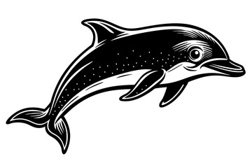 Funny Dolphin Vector Illustration Cartoon, Clipart, and Line Art Design, Playful dolphin vector illustration cartoon, clipart, and line art design on white background.