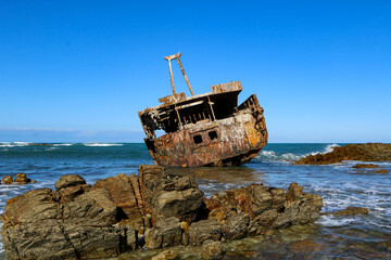 shipwreck on the beach, Cape Agulhas, South Africa