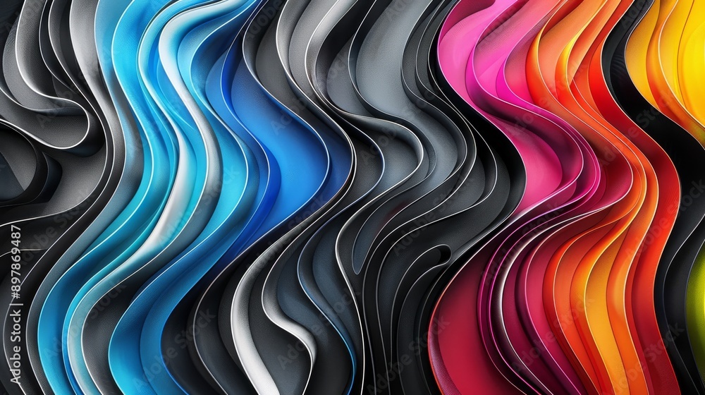 Poster abstract 3d wave pattern with vibrant colors, digital art. modern design and creativity concept