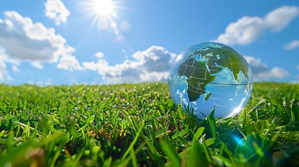 Green Planet and Trees World Ozone Day Background and Eco Concept