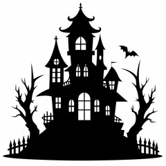 HAUNTED HOUSE SVG , Halloween Bundle Svg, Halloween haunted house, Instant Download, silhouette, Svg cut file, clip art, Cricut, Spooky House SVG, Bats