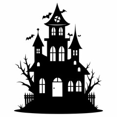 HAUNTED HOUSE SVG , Halloween Bundle Svg,,Halloween haunted house, Instant Download, silhouette, Svg cut file, clip art,, cricut, Spooky House SVG, Bats