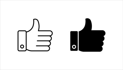 Thumbs up icon set, Black Thumb up icon on white background, Vector illustration.