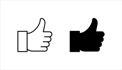 Thumbs up icon set, Black Thumb up icon on white background, Vector illustration.
