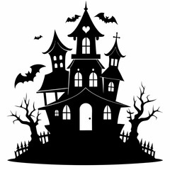 HAUNTED HOUSE SVG , Halloween Bundle Svg, Halloween haunted house, Instant Download, silhouette, Svg cut file, clip art, Cricut, Spooky House SVG, Bats