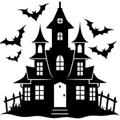 HAUNTED HOUSE SVG , Halloween Bundle Svg, Halloween haunted house, Instant Download, silhouette, Svg cut file, clip art, Cricut, Spooky House SVG, Bats