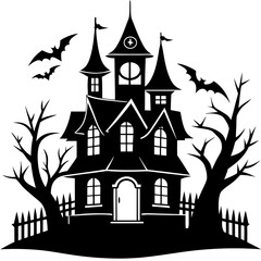HAUNTED HOUSE SVG , Halloween Bundle Svg, Halloween haunted house, Instant Download, silhouette, Svg cut file, clip art, Cricut, Spooky House SVG, Bats