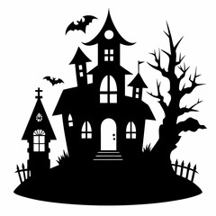HAUNTED HOUSE SVG , Halloween Bundle Svg, Halloween haunted house, Instant Download, silhouette, Svg cut file, clip art, Cricut, Spooky House SVG, Bats