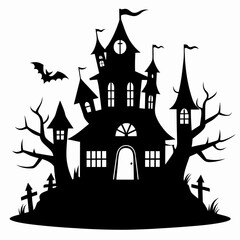 HAUNTED HOUSE SVG , Halloween Bundle Svg,,Halloween haunted house, Instant Download, silhouette, Svg cut file, clip art,, cricut, Spooky House SVG, Bats
