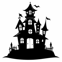 HAUNTED HOUSE SVG , Halloween Bundle Svg,,Halloween haunted house, Instant Download, silhouette, Svg cut file, clip art,, cricut, Spooky House SVG, Bats