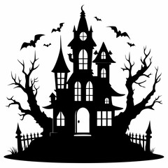 HAUNTED HOUSE SVG , Halloween Bundle Svg, Halloween haunted house, Instant Download, silhouette, Svg cut file, clip art, Cricut, Spooky House SVG, Bats