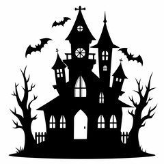 HAUNTED HOUSE SVG , Halloween Bundle Svg, Halloween haunted house, Instant Download, silhouette, Svg cut file, clip art, Cricut, Spooky House SVG, Bats