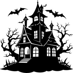 HAUNTED HOUSE SVG , Halloween Bundle Svg, Halloween haunted house, Instant Download, silhouette, Svg cut file, clip art, Cricut, Spooky House SVG, Bats
