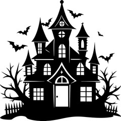 HAUNTED HOUSE SVG , Halloween Bundle Svg, Halloween haunted house, Instant Download, silhouette, Svg cut file, clip art, Cricut, Spooky House SVG, Bats