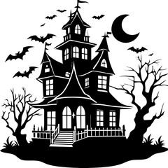 HAUNTED HOUSE SVG , Halloween Bundle Svg, Halloween haunted house, Instant Download, silhouette, Svg cut file, clip art, Cricut, Spooky House SVG, Bats