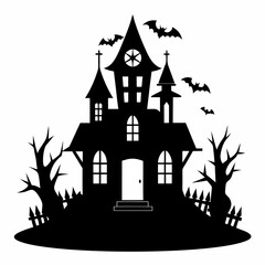 HAUNTED HOUSE SVG , Halloween Bundle Svg,,Halloween haunted house, Instant Download, silhouette, Svg cut file, clip art,, cricut, Spooky House SVG, Bats
